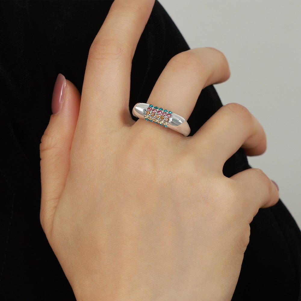 Geometric Titanium Steel Gold Plated Ring Diamond Finish Elegant Unisex Accessory for Everyday Wear Size 6 7 8