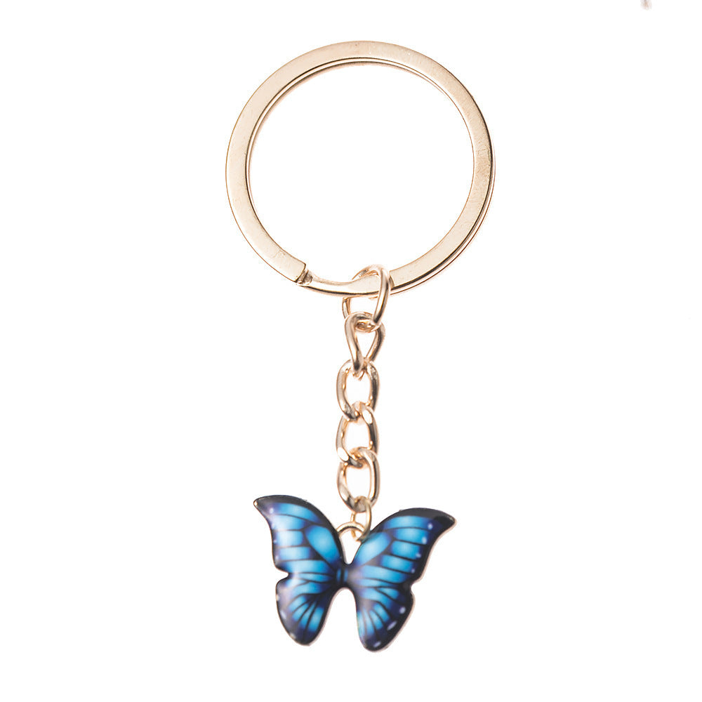 Butterfly Pendant Keychain Dripping Oil Design Alloy Key Ring Lightweight Fashion Accessory For Keys Bags And Decor