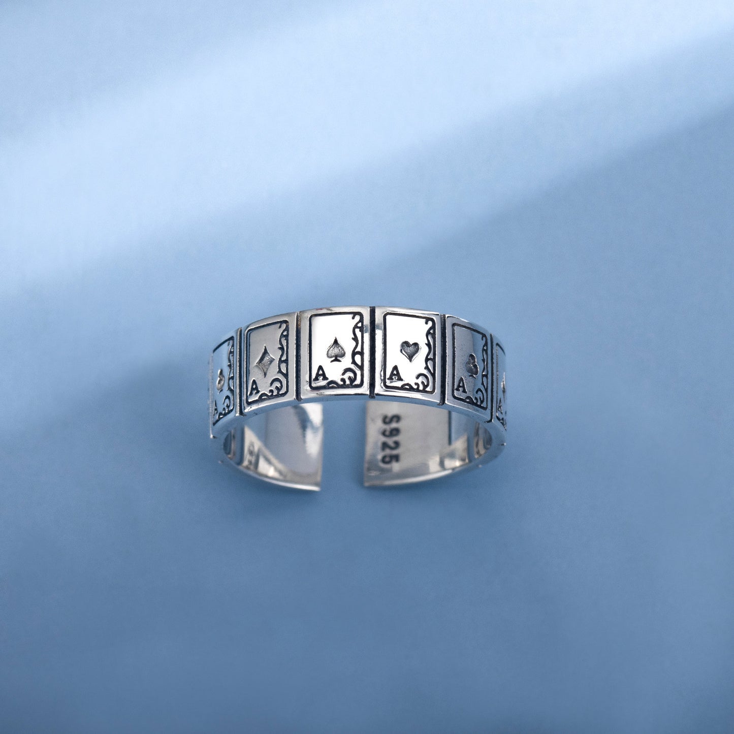 Unisex Adjustable Ace Playing Card Ring Retro Alloy National Style Old World Design Fashion Accessory Fashion Piece