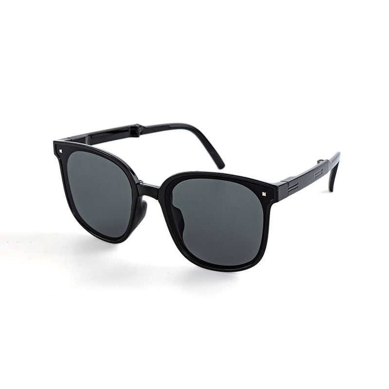 Folding Sunglasses Retro Sun Protection Glasses Resin Frame Box Eyewear With Spring Hinge To Fashion Commuting