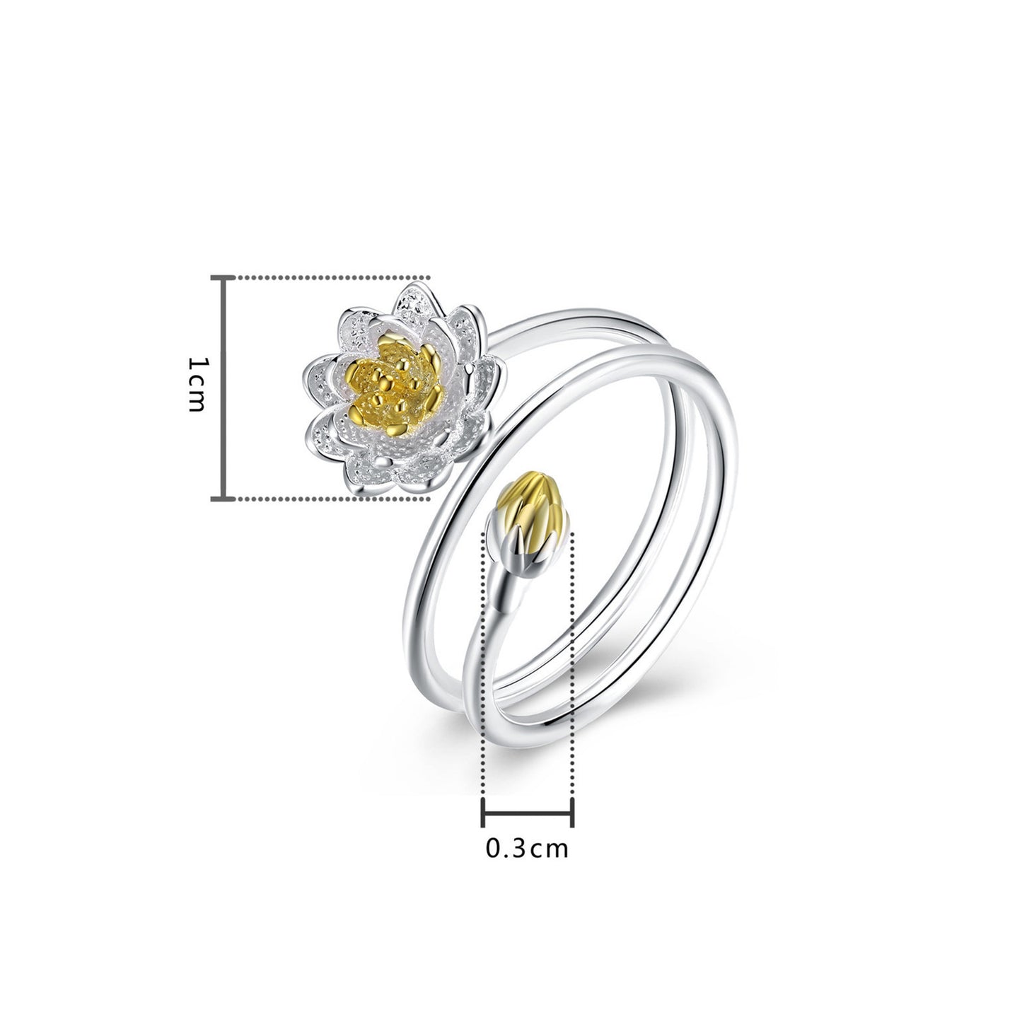 Womens Lotus Flower Copper Ring Electroplated Korean Style