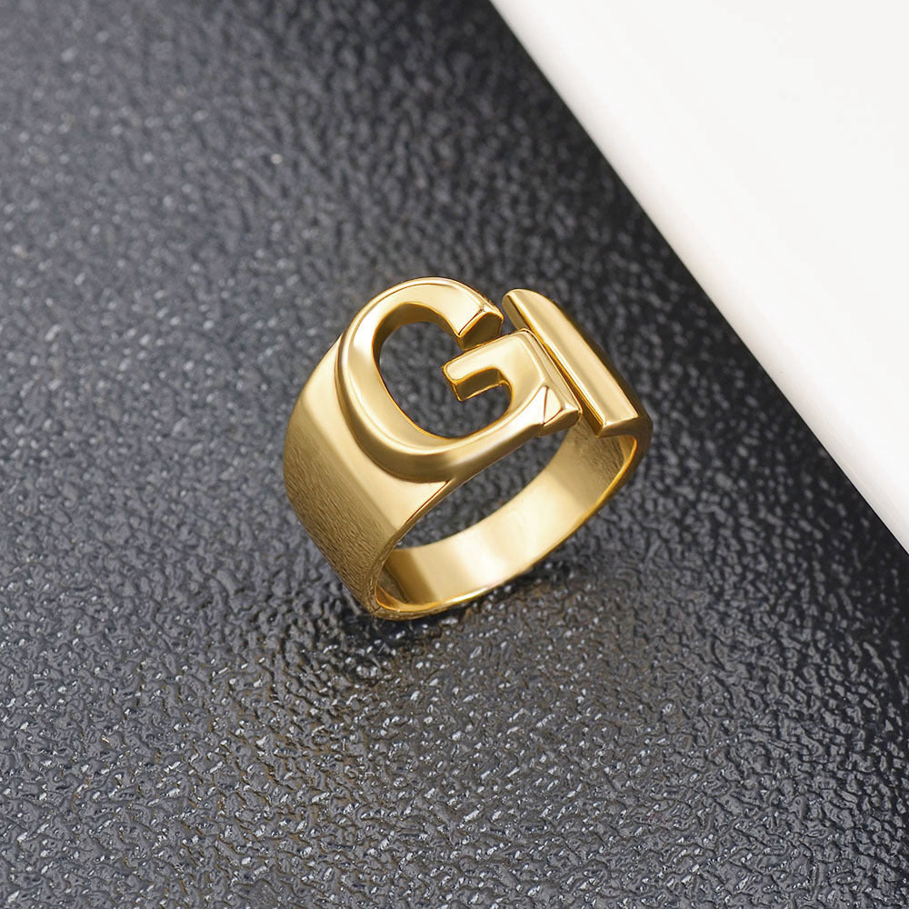 Womens Initial Letter Copper Ring With Gold Inlay A To Z Alphabet Ring For Her Birthday Gift Ideal For Girls And Women