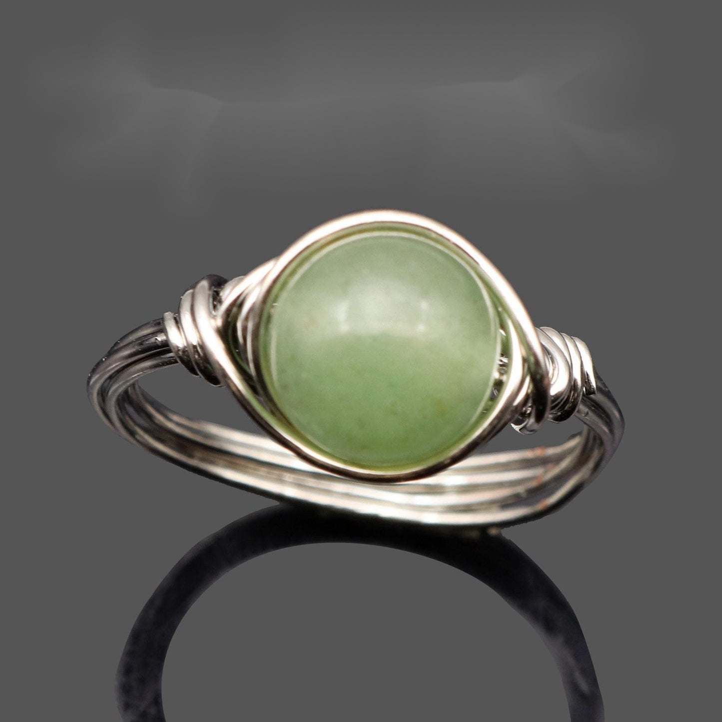 Natural Gemstone Wire Ring With Crystal Bead Accent