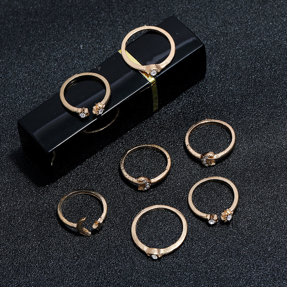 Star And Moon Ring Set For Women Alloy Rings For Fashionable Everyday Wear Durable Design Gift Perfect Gift For Her