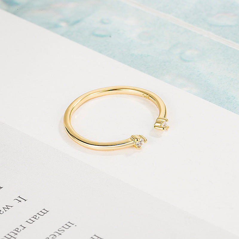 Women Copper Ring Open Geometric Design with Circle and Line Simple Fashion Jewelry Adjustable Circle Ring Art