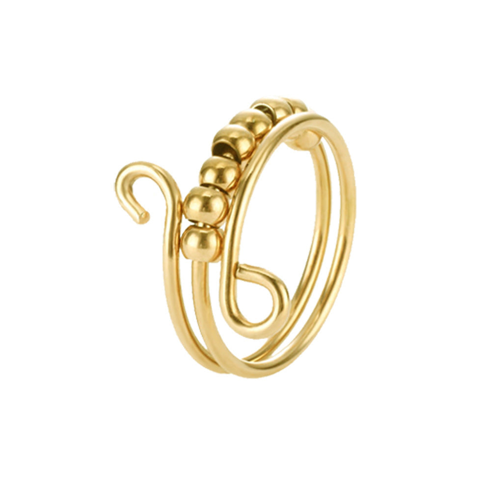 Spinner Ring For Anxiety Relief Rotating Bead Ring Titanium Steel Polished Fidget Decompression Ring Night Use