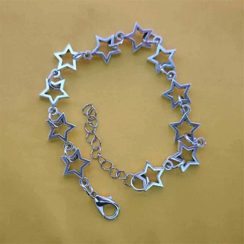 Womens Pentagram Bracelet Retro Hollow Five Pointed Star Bangle Adjustable Fashion Gift For Her Charm Bracelet
