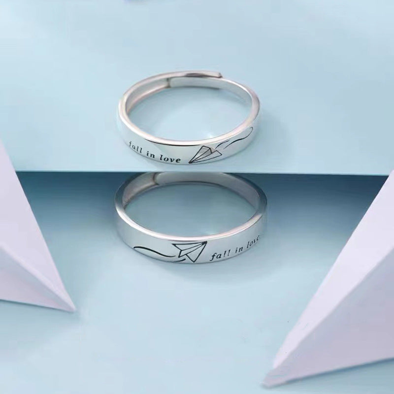 Retro Literary Paper Plane Ring Copper Geometric Design Band For Men And Women Fashion Jewelry For Everyday Wear