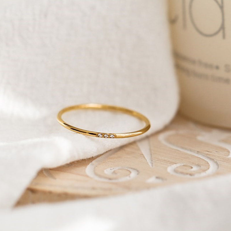 Womens Titanium Steel Ring Japanese Korean Geometric Design Electroplated Fashion Jewelry Ring With Diamonds Shine