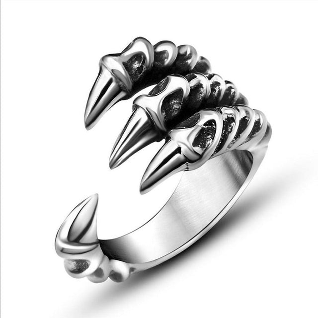 Womens Fashion Rings Set Retro Punkish Gothic Snake Dragon Animal Design Adjustable Alloy Rings Silver Jewelry