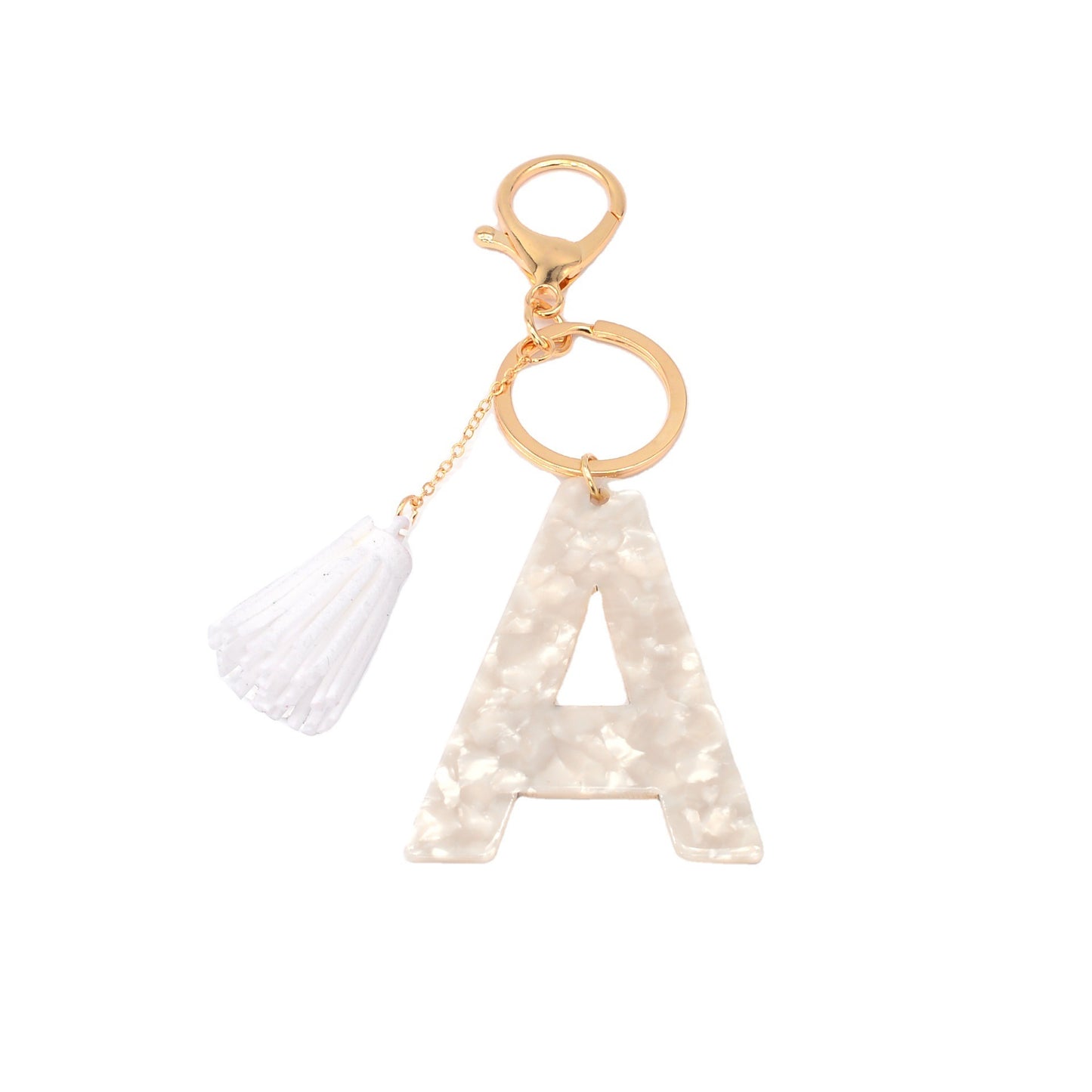 Acrylic Letter Keychain With Tassel Alphabet Key Ring Lightweight Bag Charm Initial Keyring Durable Great Gift
