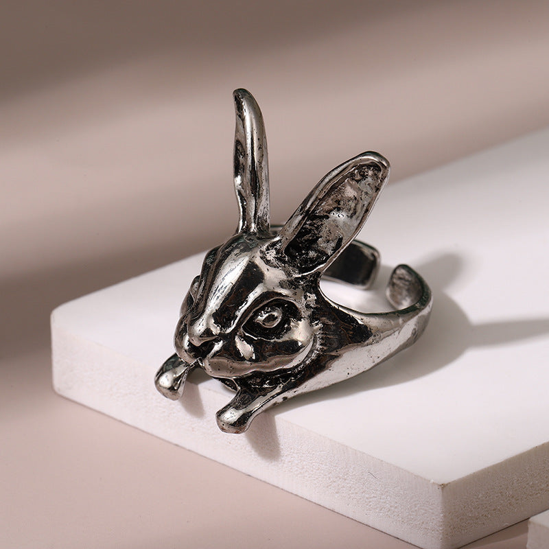 Adjustable Animal Ring Rabbit Zodiac Opening Ring for Index Finger Alloy Material Cute Jewelry Gift Idea Style