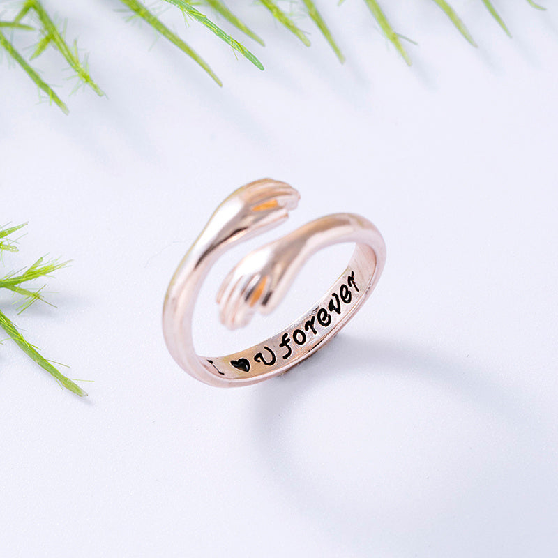 Adjustable Hug Ring I Love You Forever Silver Rose Gold Open Ring For Women Men Lightweight Zinc For Daily Use