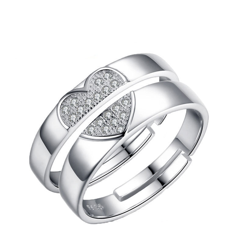 Heart Shaped Couple Rings Copper With Gold Inlay Gems