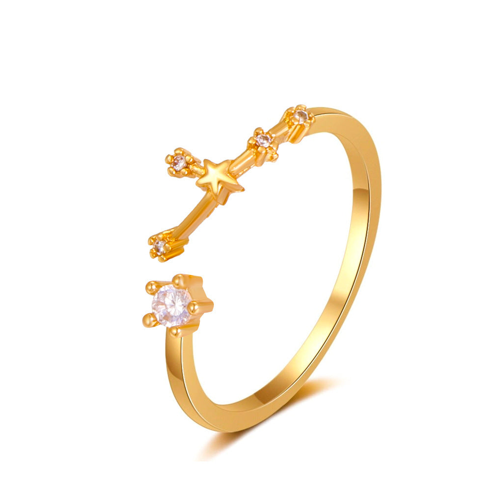 Copper Zircon Celestial Ring For Women Inlaid Constellation Astrology Jewelry Delicate Everyday Ring Gift Tips