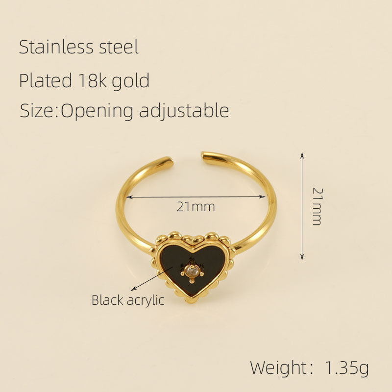 Womens Heart Shaped Stainless Steel Ring Electroplated 18K Gold Tone Finish Durable Jewelry For Everyday Wears
