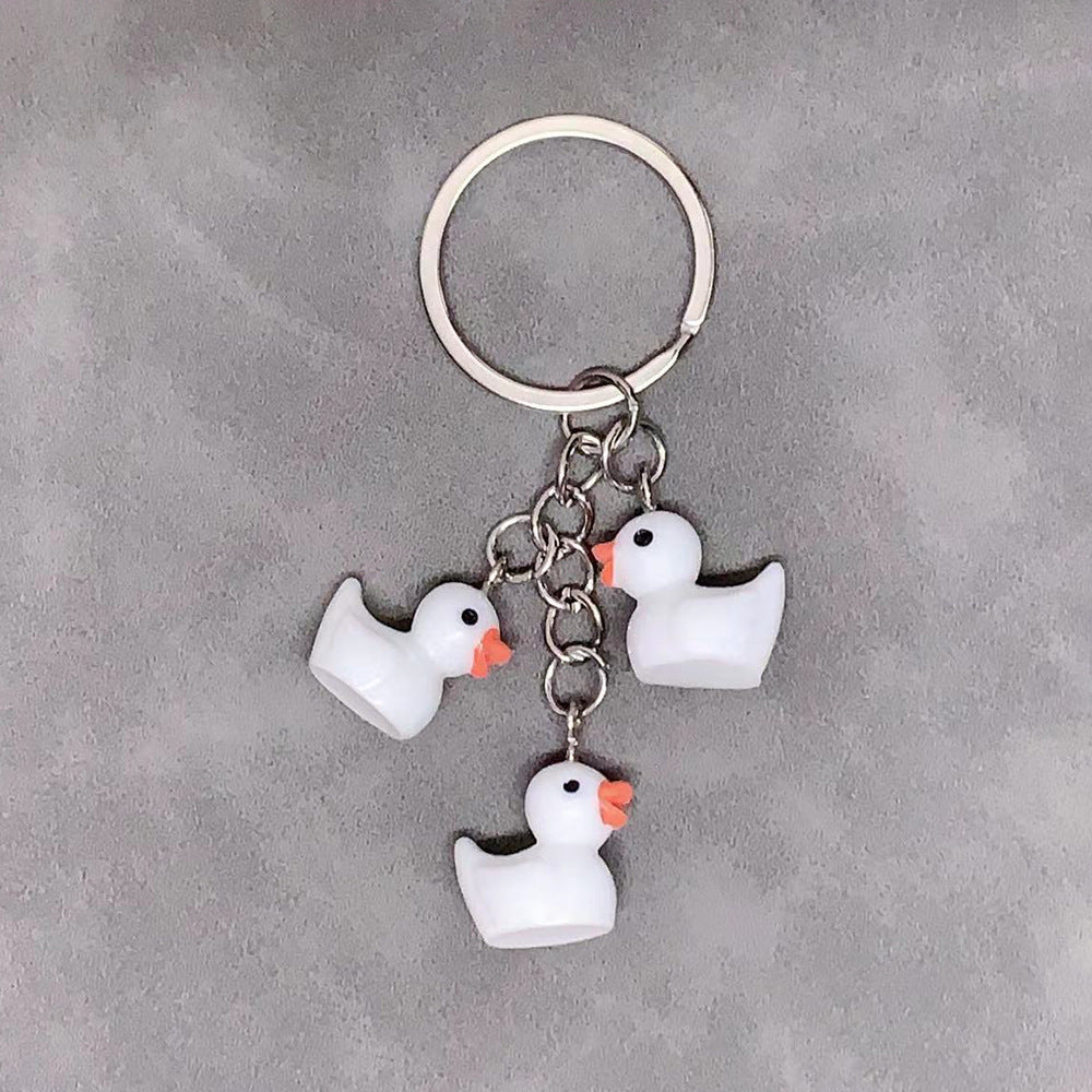 Cute Duck Keychain Pendant Women Girls Trendy Fashion Accessory Gift For Bags Backpacks Purses Resin Finish Shiny