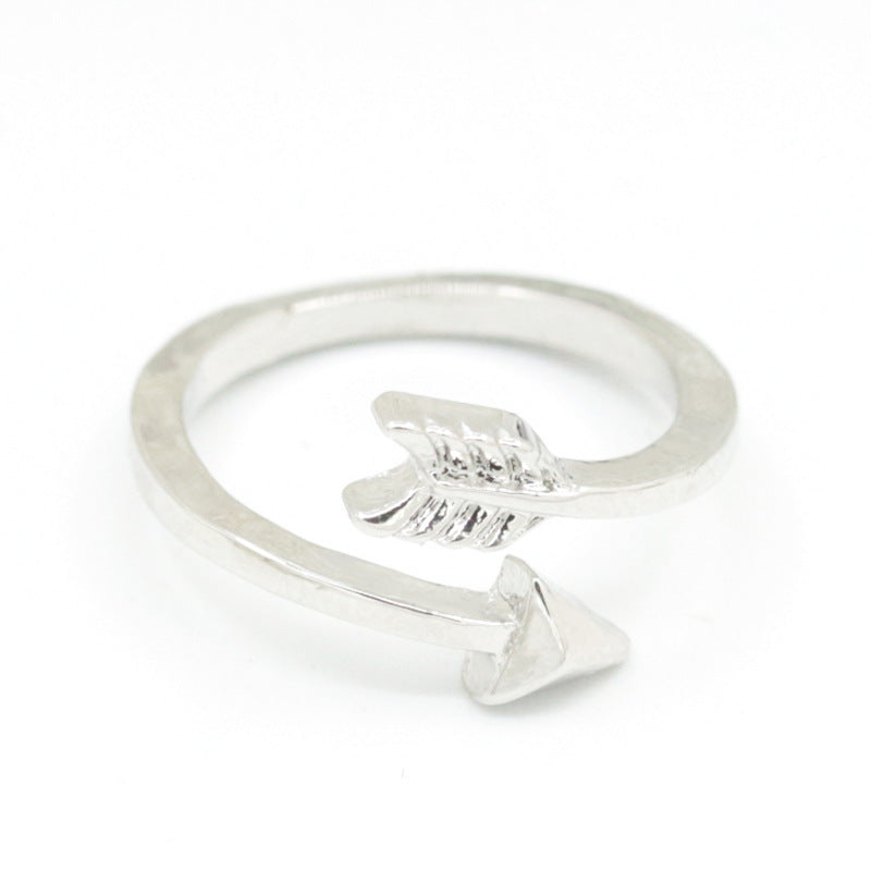 Unisex Arrow Ring Adjustable Alloy Band Fashion Ring With Simple Open Design And Electroplated Finish For Everyday Wear