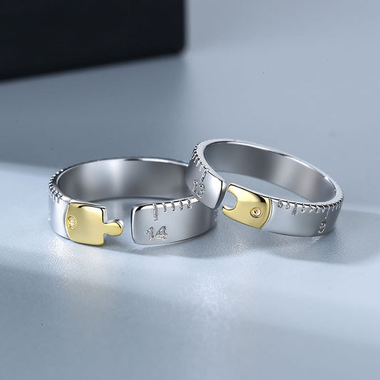 Elegant Adjustable Copper Couple Rings Geometric Matching Ring Set For Him And Her Promise Anniversary For You