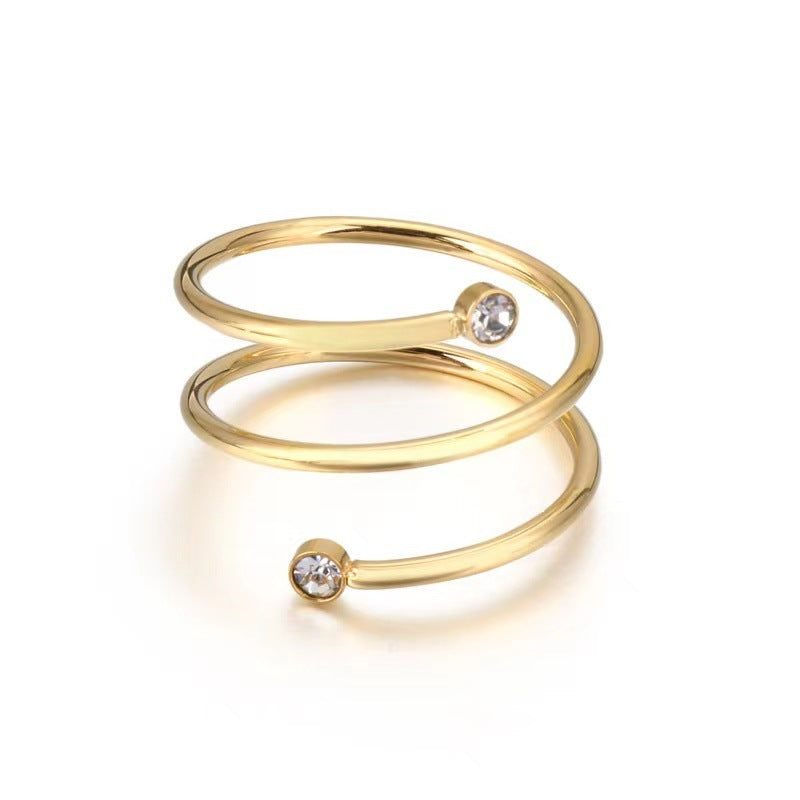 Stainless Steel Ring For Women Minimalist Gold Plated With Artificial Stones Semi Precious 6 7 8 9 10 Chic Look