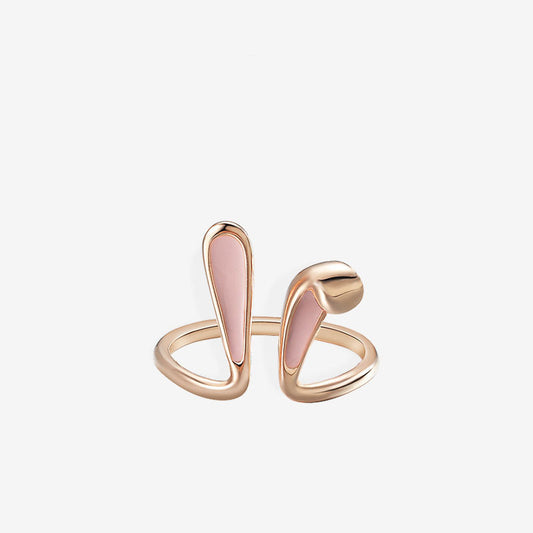 Rose Gold Plated Rabbit Ring Adjustable 925 Silver Jewelry