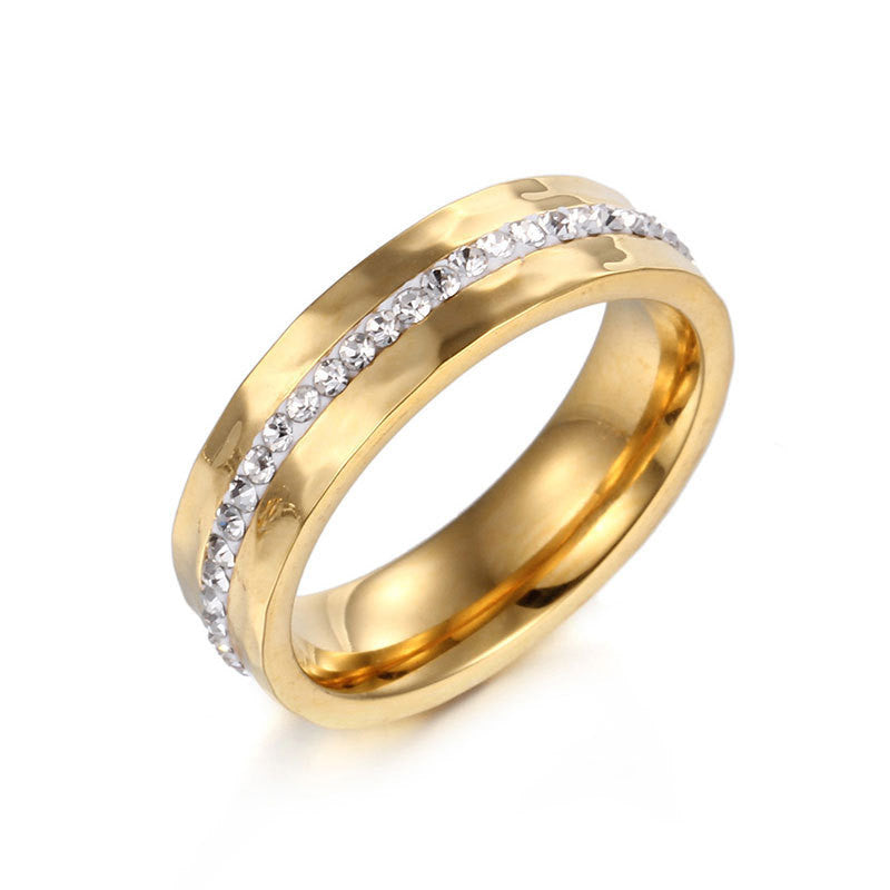 Titanium Steel Golden Couple Ring Bundle For Him And Her Flower Design Korean Style Diamond Processing Jewelry