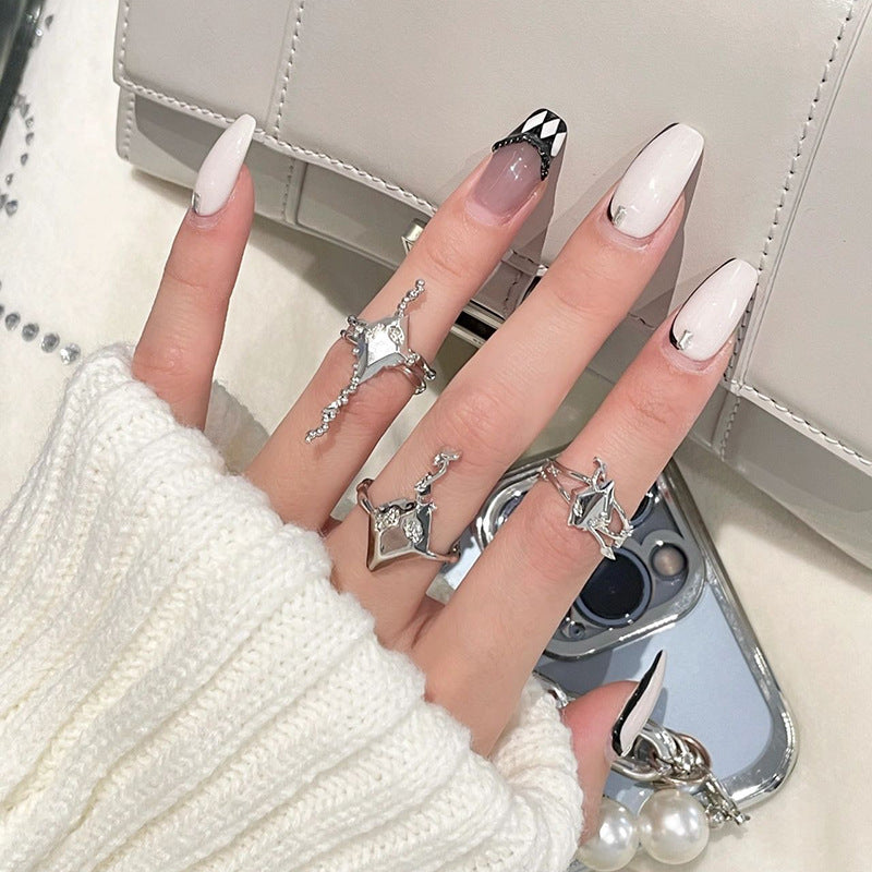 Womens Geometric Irregular Rhombus Design Copper Stacking Ring With Diamond Set Zircon Fashion Jewelry For Her