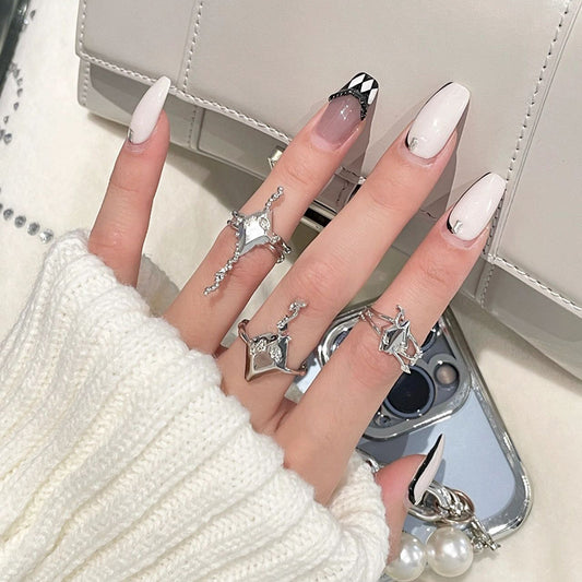 Womens Geometric Irregular Rhombus Design Copper Stacking Ring With Diamond Set Zircon Fashion Jewelry For Her