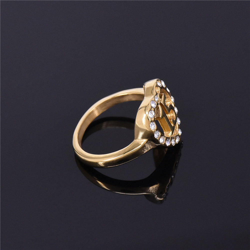 Womens Love Heart Ring Number 15 Gold Titanium Steel Ring Heart Shaped Ring for Women Anniversary Gift Number Ring Fashion Jewelry