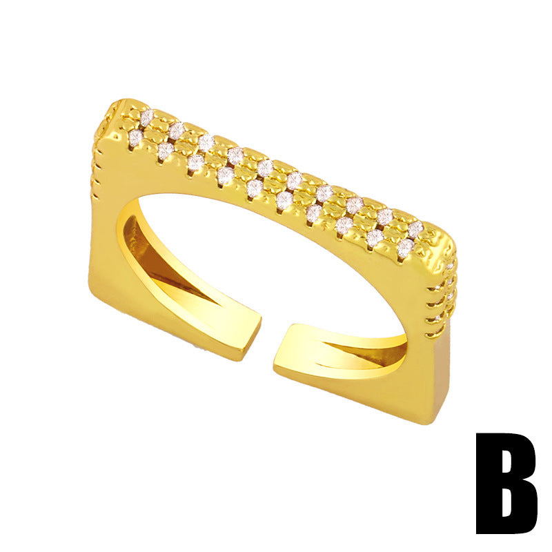 Geometric Irregular Ring For Women Copper Zircon Jewelry Fashion Style Elegant Modern Accessory Trendy Daily Wear