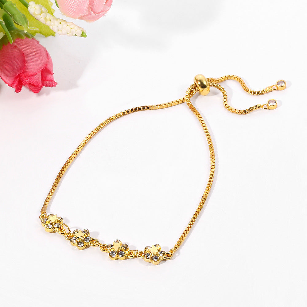 Unisex Cartoon Constellation Bracelet Electroplated Alloy Petal Zircon Everyday Accessory Anti Fatigue Trend X