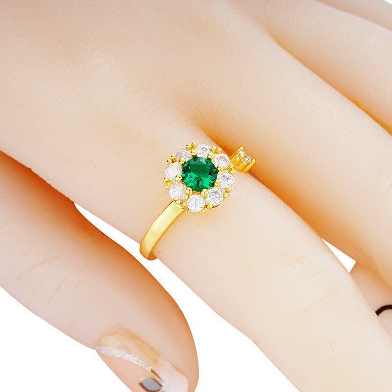 Spinning Ring Necklace Set with Zircon Pendant Brass Jewelry Gold Tone for Women Two Piece Collection Elegant Design