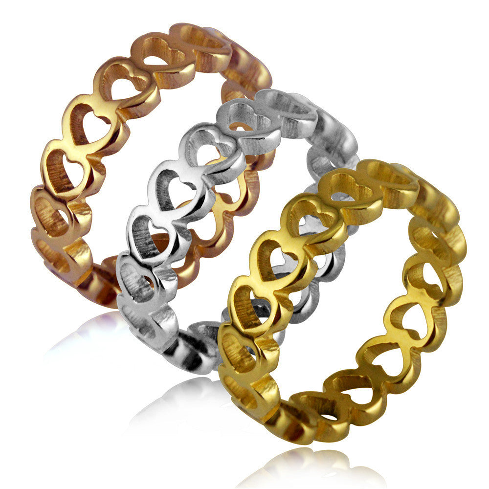 Unisex Hollow Heart Ring Titanium Steel Jewelry Korean Style Fashion Classic Unisex Heart Ring For Daily Wears