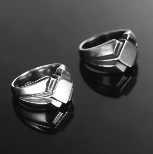 Mens Vintage Punk Finger Ring Geometric Alloy Jewelry Accessory Durable Fashionable Daily Wear Versatile Style Chic