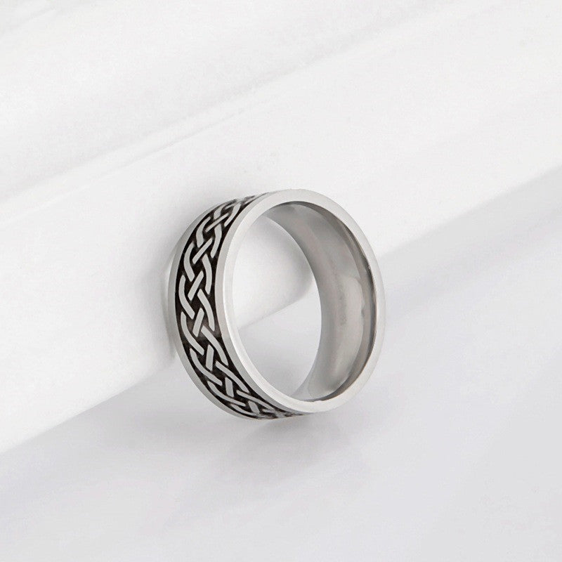 Mens Stainless Steel Laser Engraved Ring Simple Yet Stylish