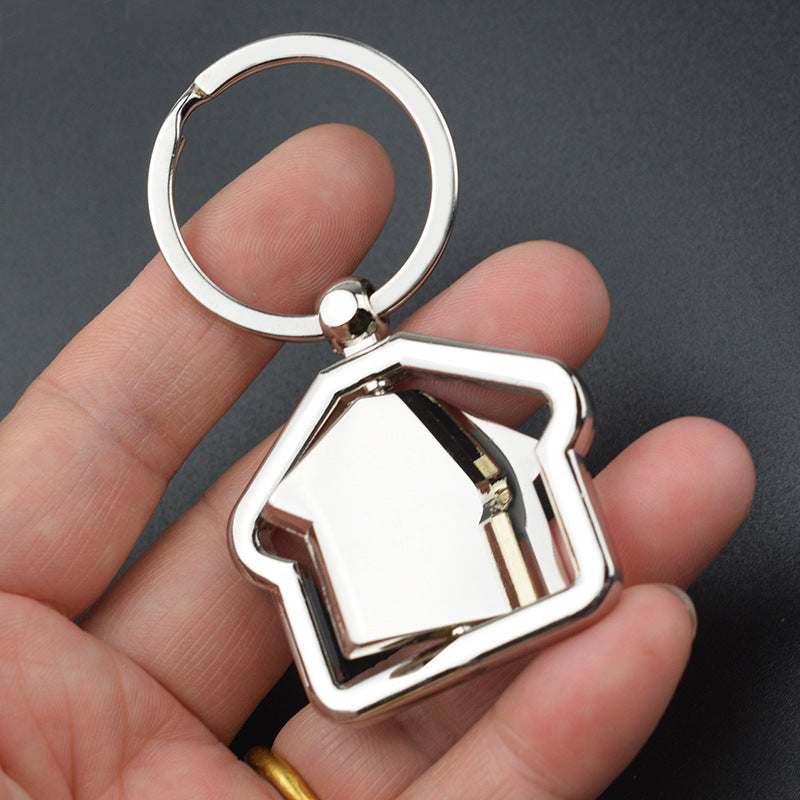 Rotating Metal Keychain Home Decor Modern Geometric Design Alloy Electroplated Ornament Key Ring For Home Uses