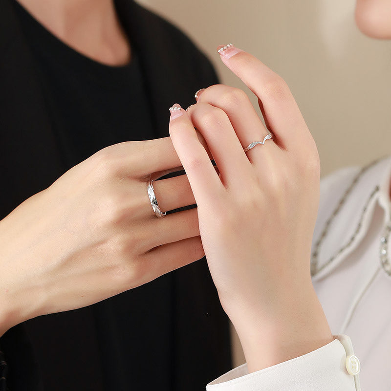 Couple Rings Adjustable Double Wing Copper Coated Fashion Promise Rings For Him And Her Anniversary For Lovers