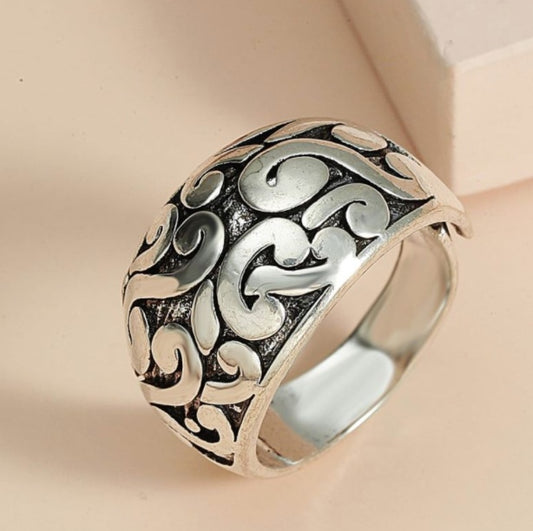 Geometric Ring Antique Silver Plated Copper Ring European American Design Individually Packed Statement Ring Fashion