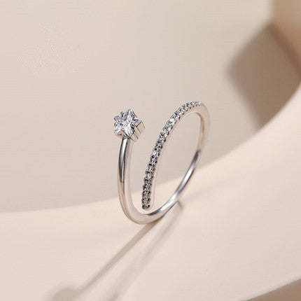 Womens Adjustable Pentagram Ring Geometric Ornament Electroplated Silver Finish Alloy Ring Fashion Jewelry Accessory