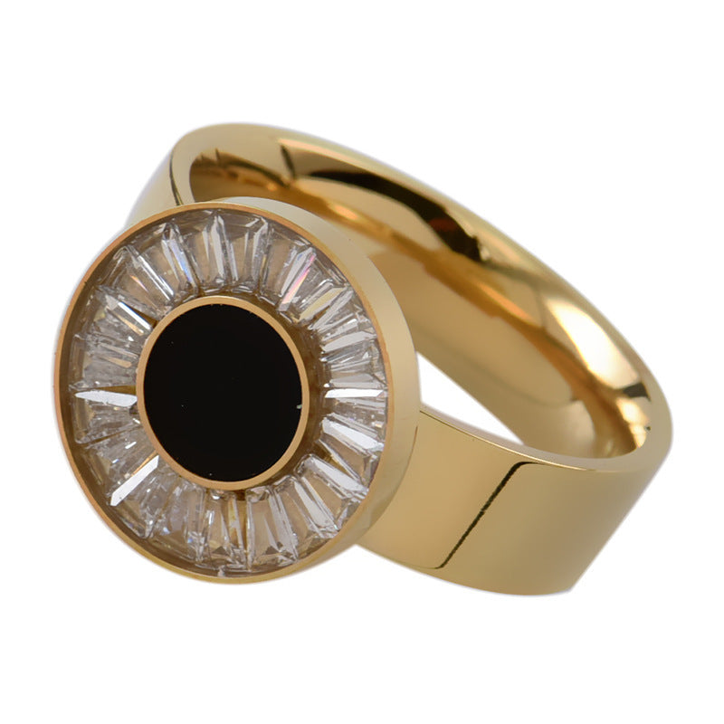 European And American Ring Micro Diamond Light Luxury Temperament Couple Ring Titanium Steel Jewelry Fashion Ring Gift for Her and Him