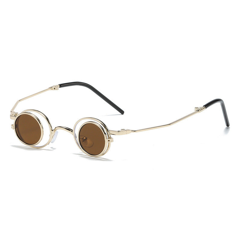 Folding Sunglasses Round Metal Frame With AC Lenses For Fishing Travel And Outdoor Sports Foldable Outdoor Use