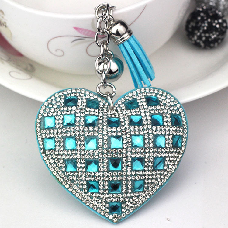 Pendant Keychain With Diamond Accent European Gift Korean Velvet Key Chain Blue Yellow Purple Pink Black Crystal