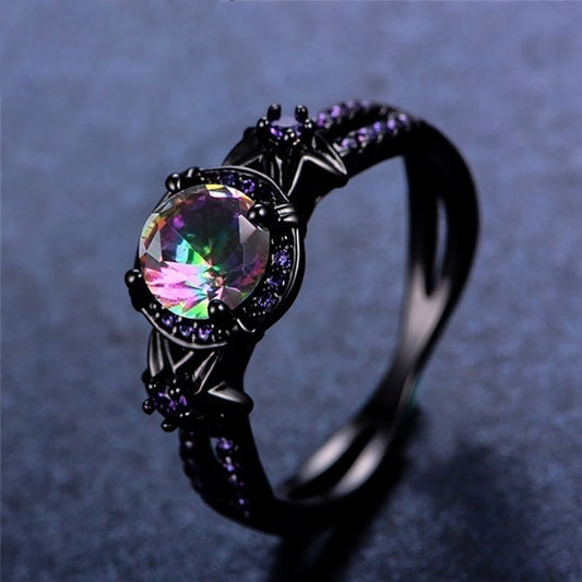 Womens Black Gold Skull Ring Purple Zircon Punk Alloy Geometric Ring Electroplated Jewelry Gift For Her Styles