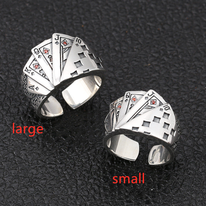 Couple Playing Card Rings Unisex Zinc Alloy Jewelry Dripping Oil Finish European American Poker Lovers Jewelry