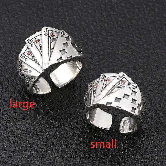 Couple Playing Card Rings Unisex Zinc Alloy Jewelry Dripping Oil Finish European American Poker Lovers Jewelry