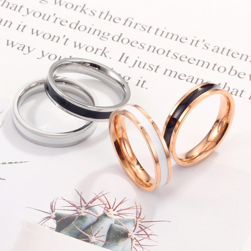 Couple Rings Titanium Steel Geometric Rings His And Hers Matching Promise Rings For Couples 4mm Width Glue Dripping