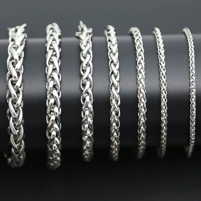 Womens Fashion Bracelet Exaggerated Tassel Design Thick Chain With Flora Detail In Silver Titanium Steel Shine