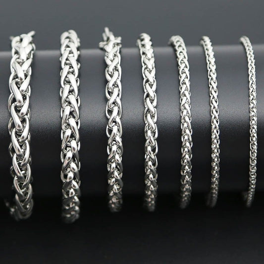 Womens Fashion Bracelet Exaggerated Tassel Design Thick Chain With Flora Detail In Silver Titanium Steel Shine