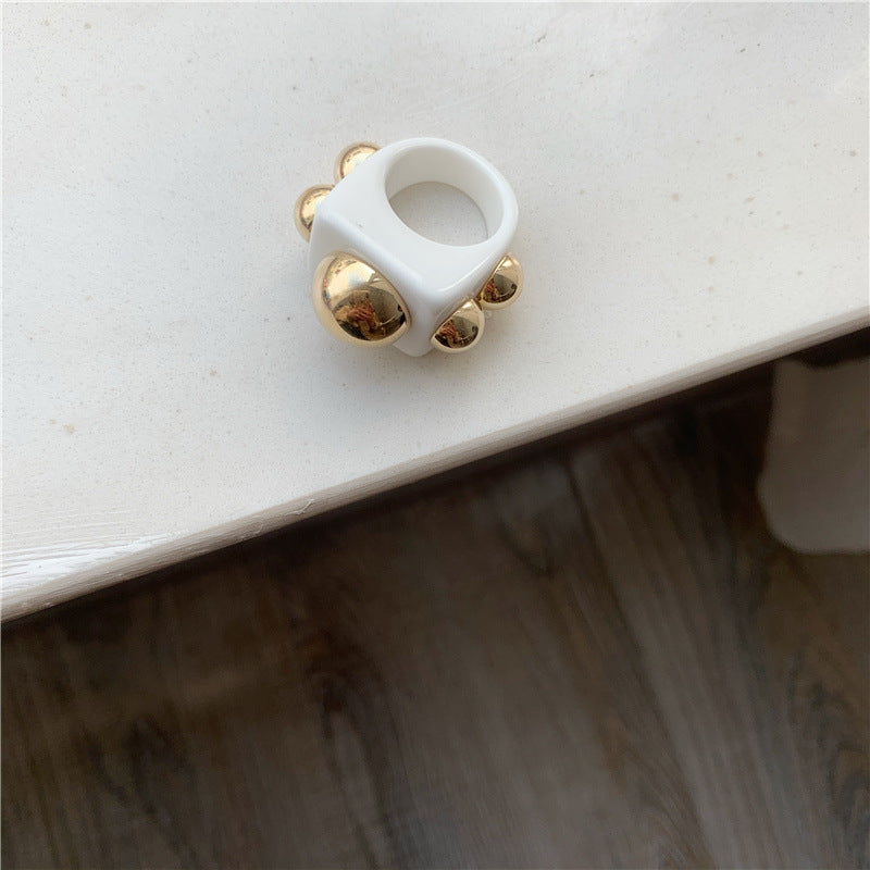 Electroplated Individually Geometric Vintage Metal Ring Ring Cute Acrylic Candy Color Geometric Birthday Womens