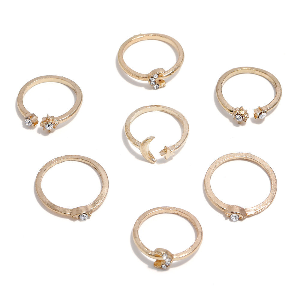 Star And Moon Ring Set For Women Alloy Rings For Fashionable Everyday Wear Durable Design Gift Perfect Gift For Her